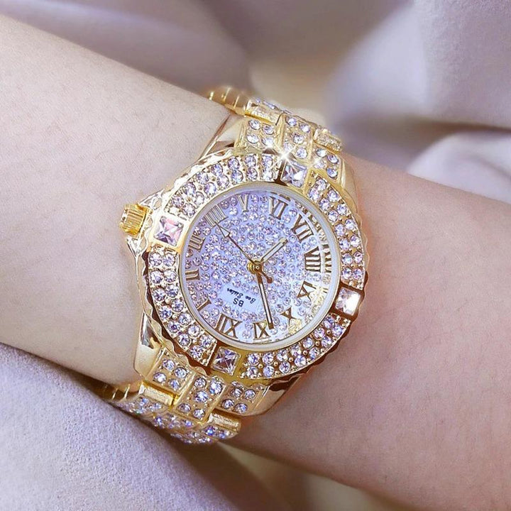 Watches - Magnificent Rhinestone Filled Roman Numeral Quartz Watch