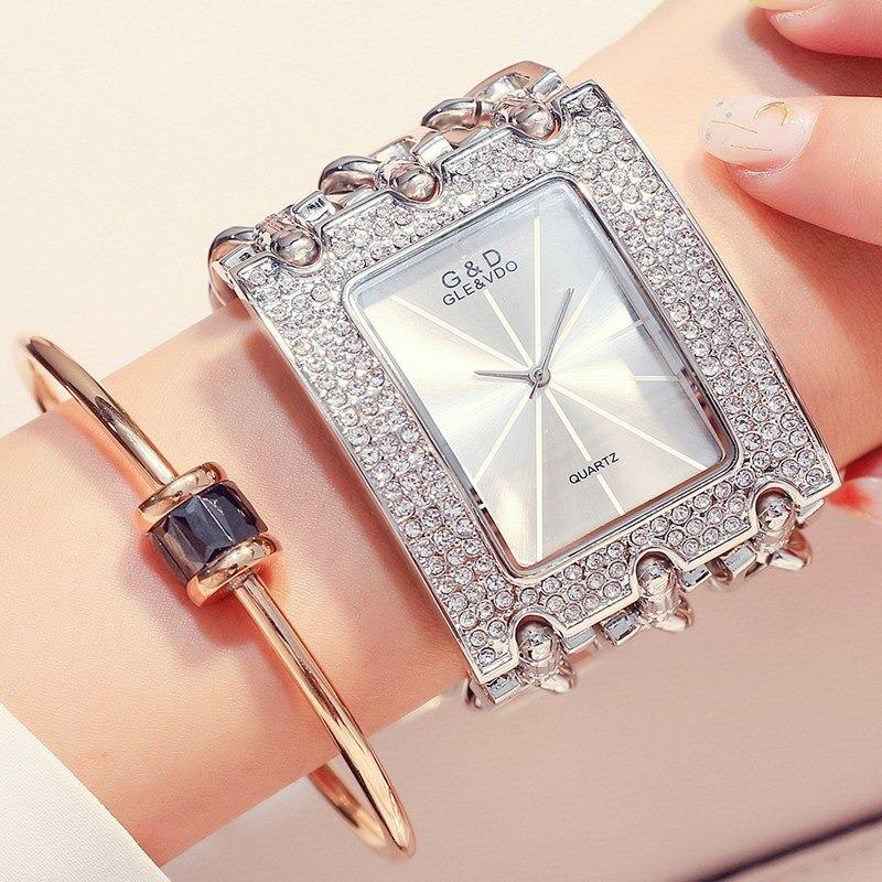 Watches - Modern Chic Rhinestone Adorned Chain Fashion Quartz Watch