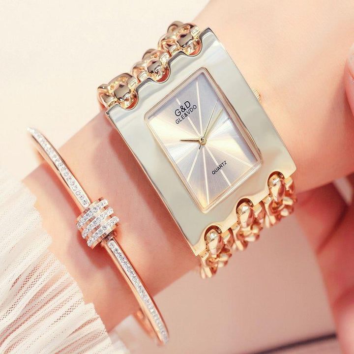 Watches - Modern Chic Rhinestone Adorned Chain Fashion Quartz Watch