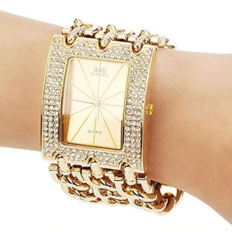 Watches - Modern Chic Rhinestone Adorned Chain Fashion Quartz Watch