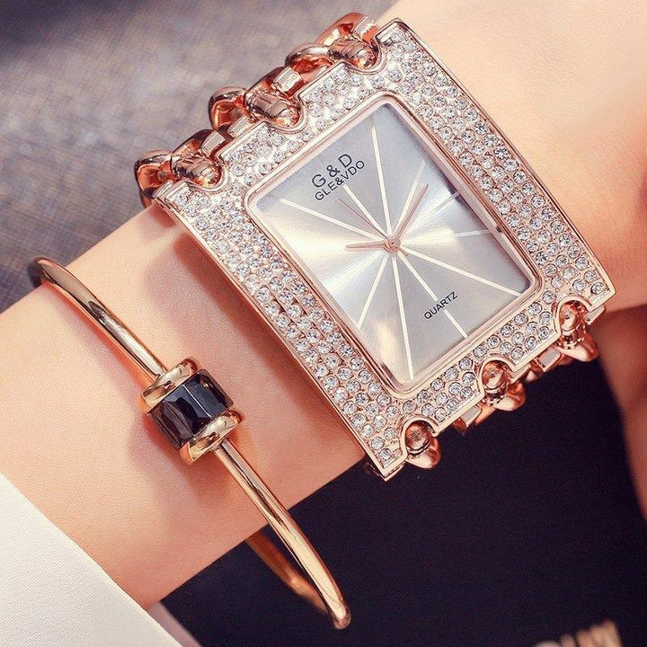 Watches - Modern Chic Rhinestone Adorned Chain Fashion Quartz Watch