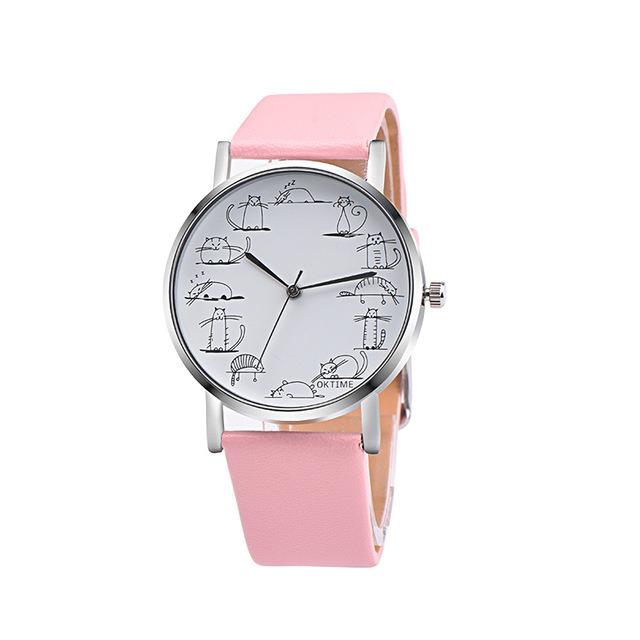 Watches - Retro Leather Cat Design Watch