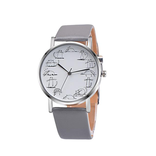 Watches - Retro Leather Cat Design Watch