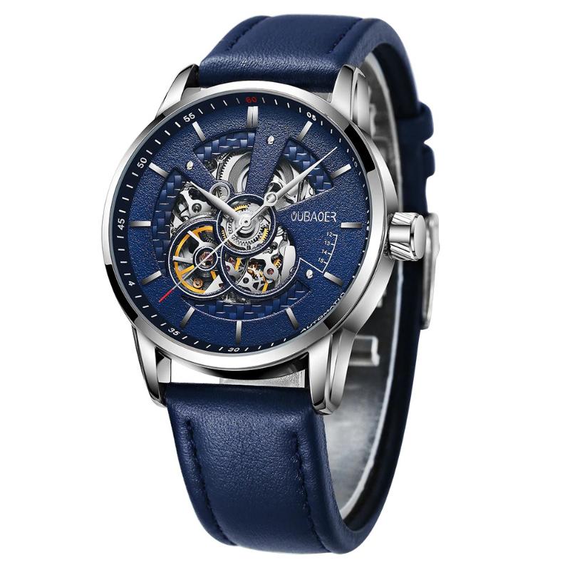 Watches - Skeleton Movement Style Self Winding Leather Sport Wristwatch