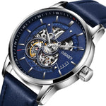 Watches - Skeleton Movement Style Self Winding Leather Sport Wristwatch