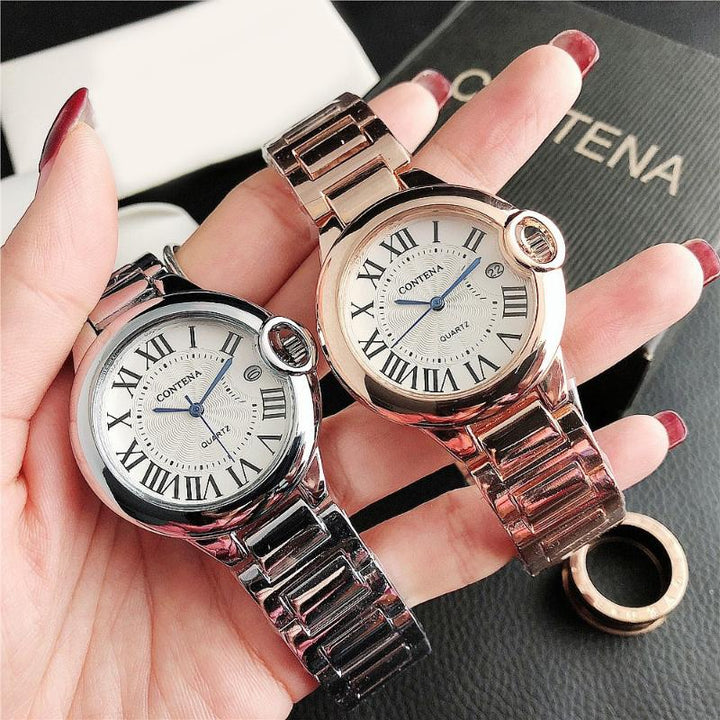 Watches - Stainless Steel Roman Numeral Fashion Quartz Watch