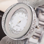 Watches - Stunning Oval Shape Case Rhinestone Bejeweled Mesh Band Wrist Watches