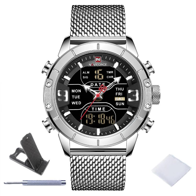 Watches - Waterproof Stainless Steel Sports Digital Quartz Watch