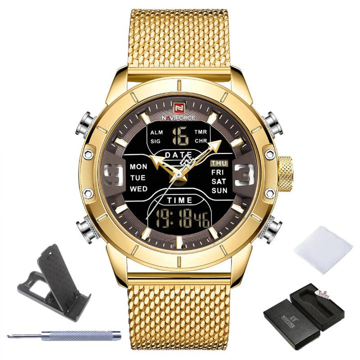 Watches - Waterproof Stainless Steel Sports Digital Quartz Watch