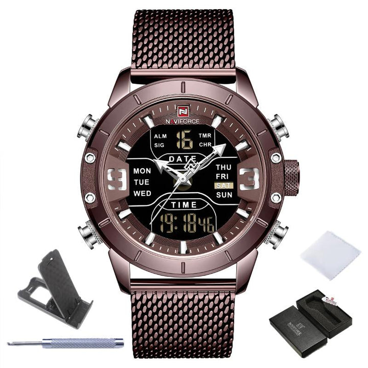 Watches - Waterproof Stainless Steel Sports Digital Quartz Watch