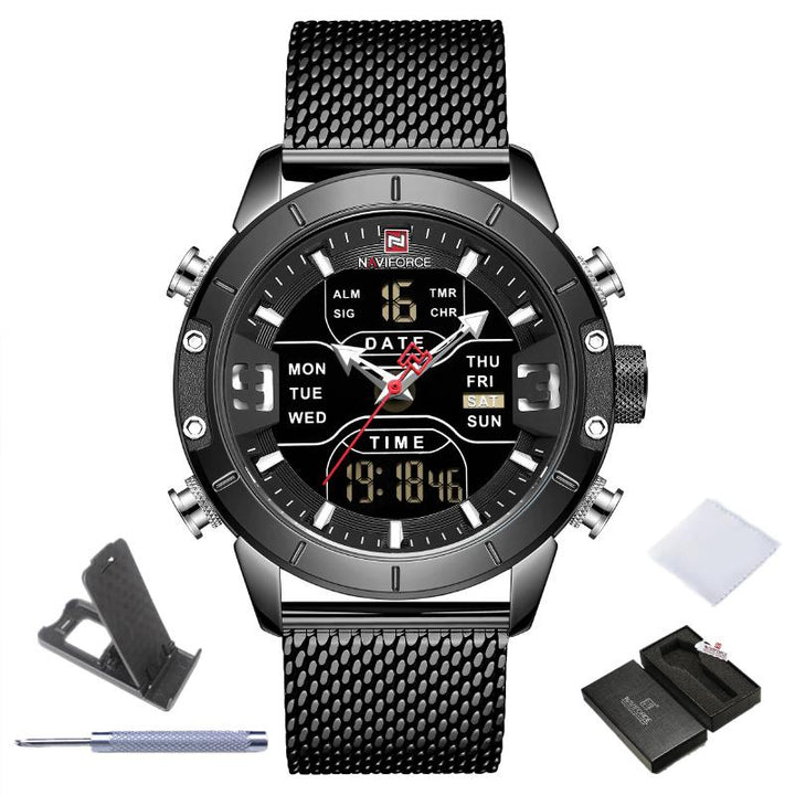 Watches - Waterproof Stainless Steel Sports Digital Quartz Watch