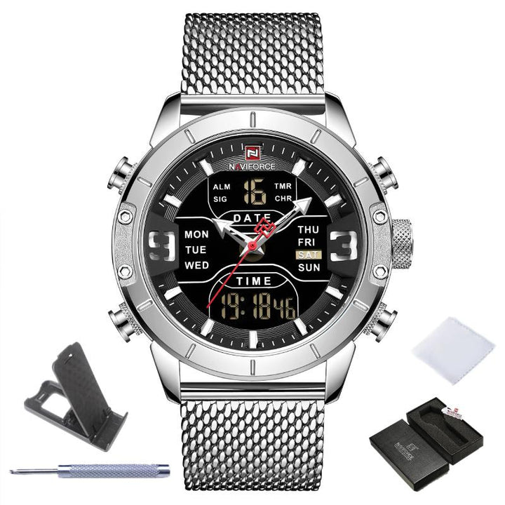 Watches - Waterproof Stainless Steel Sports Digital Quartz Watch