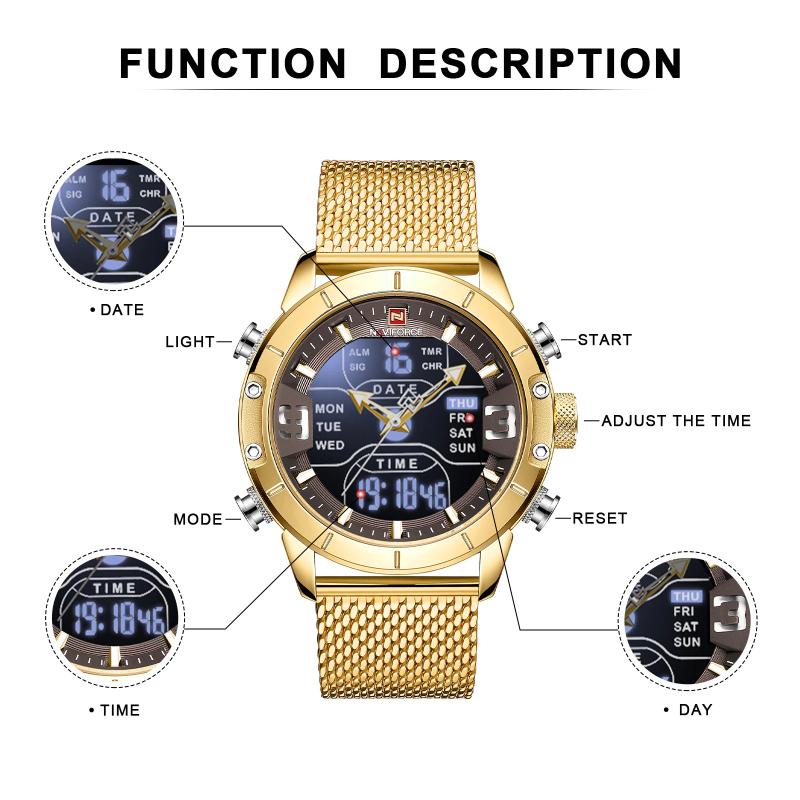 Watches - Waterproof Stainless Steel Sports Digital Quartz Watch