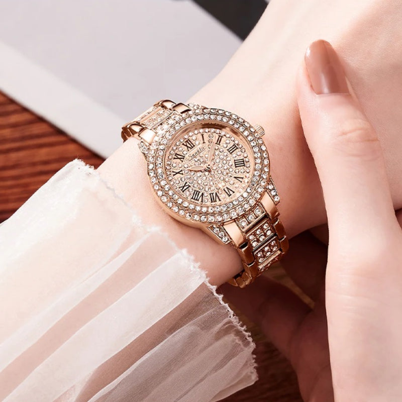 Gorgeous Rhinestone Adorned Roman Numeral Quartz Watches