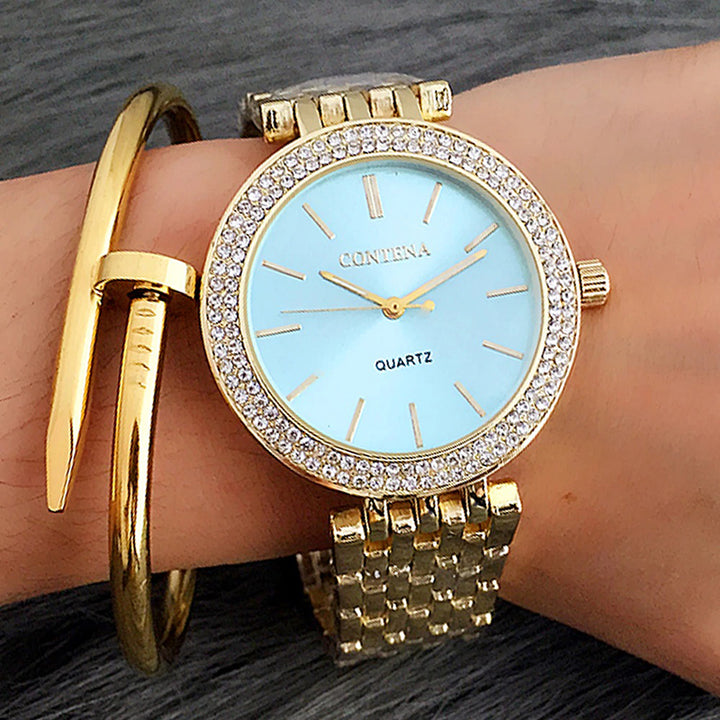 Upscale Rhinestone Embellished Women's Quartz Watches