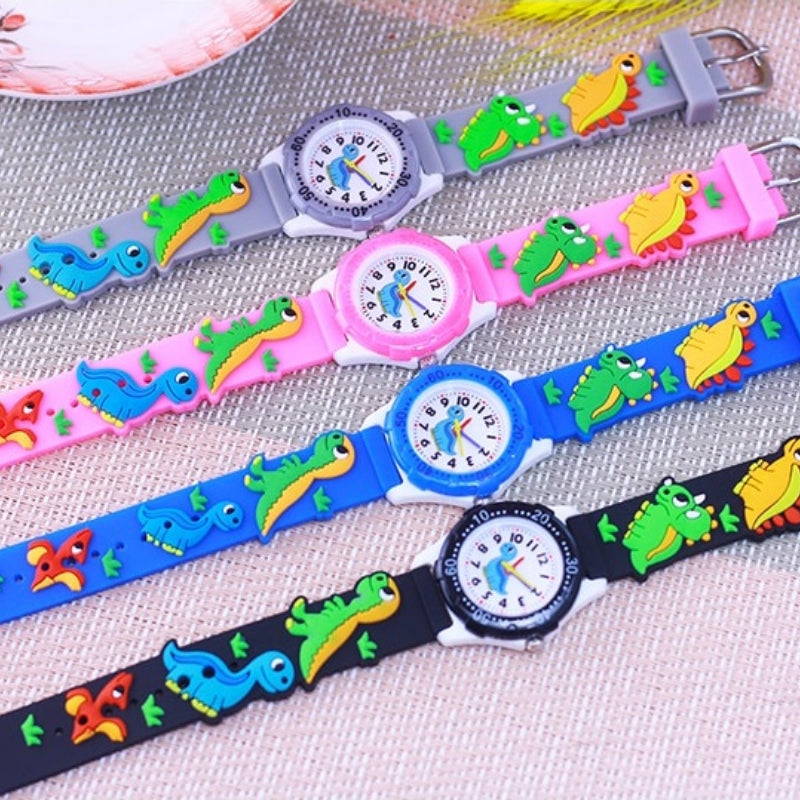 Cute and Adorable Cartoon Dinosaur Silicone Strap Watches for Kids