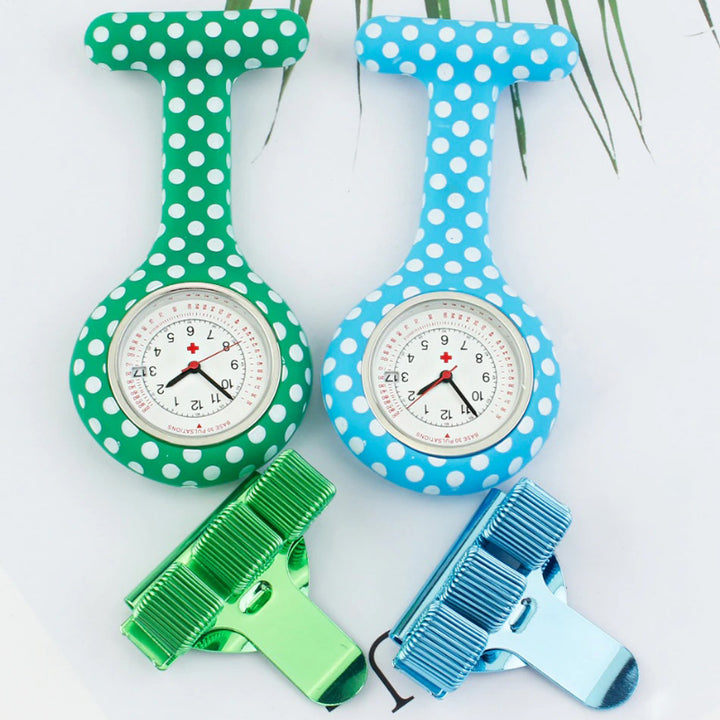 Polka Dot Silicone Pocket Quartz Watches with Pen Holder