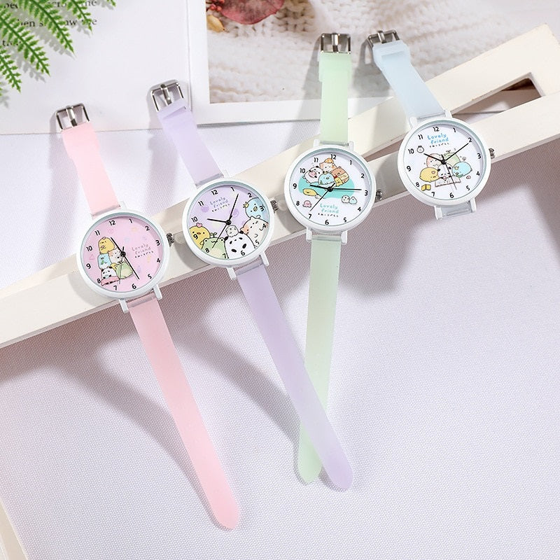 Cute Cartoon Friends Dial with Luminous Silicone Strap Quartz Watches