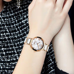 Stylish and Elegant Rhinestone Surface with Ceramic Steel Strap Quartz Watches