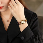 Retro Fashion Trend Lock Chains Style Vegan Leather Strap Quartz Watches