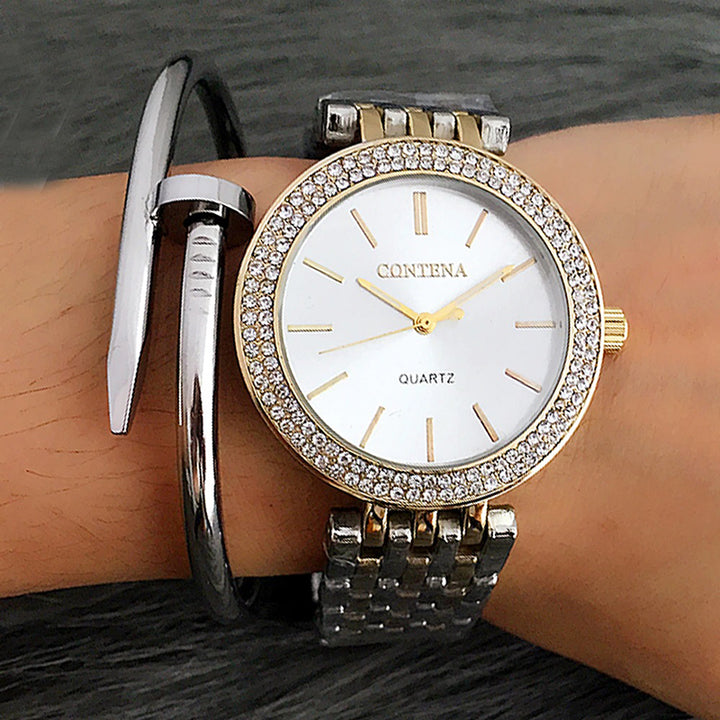 Upscale Rhinestone Embellished Women's Quartz Watches