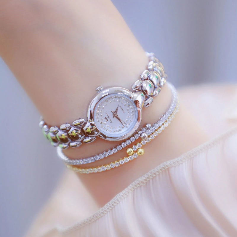 Shimmer and Shine Delicate Rhinestone Adorned Small Dial Quartz Watches