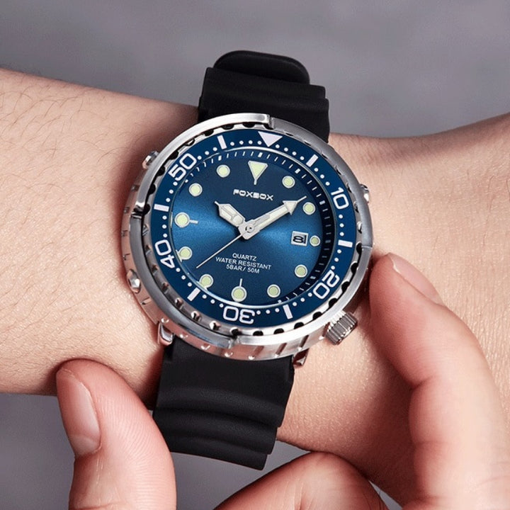 Rotating Bezel Waterproof Watch with Luminous Hands and Indicators