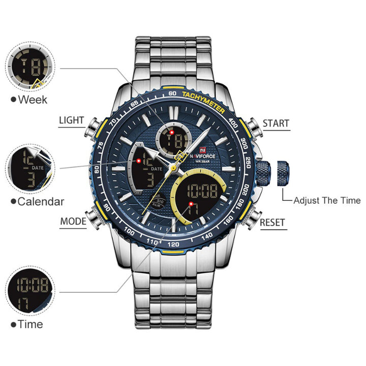 Luxury Fashion Dual Display Military Sports Chronograph Men's Watches