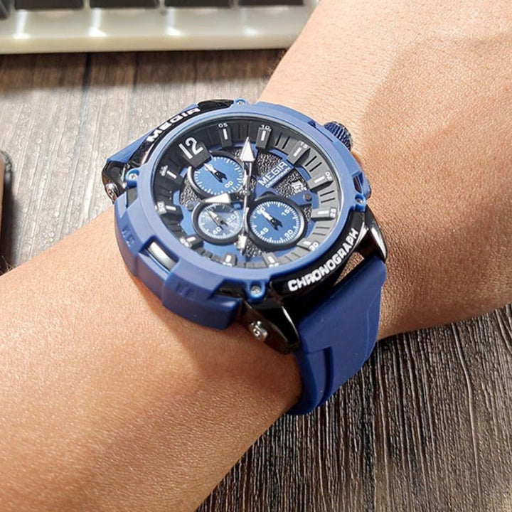 Luminous Hands Silicone Strap Military Sport Chronograph Watches