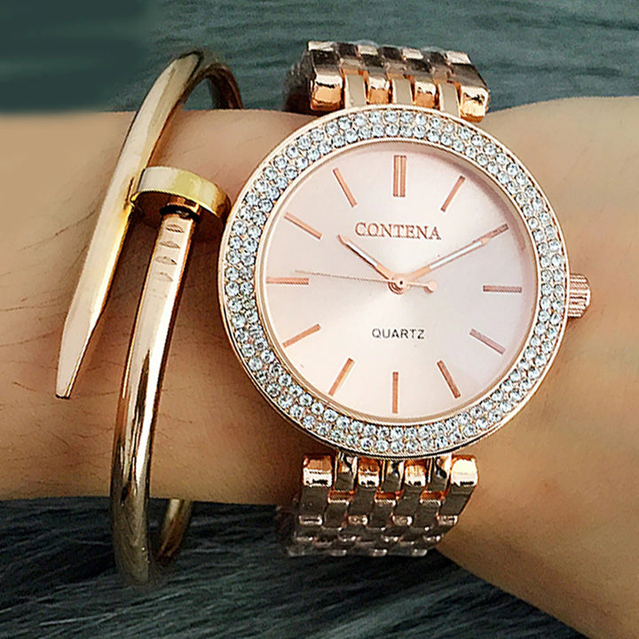 Upscale Rhinestone Embellished Women's Quartz Watches