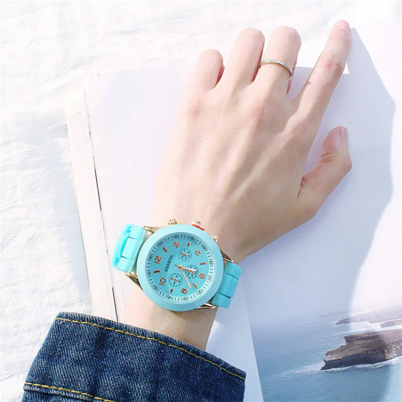 Bright Macaroon Colored Silicone Strap Quartz Watches