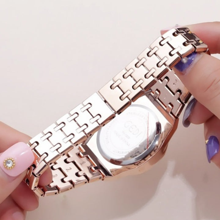 Unique Rhinestone Adorned Geometric Figure Dial Quartz Watches