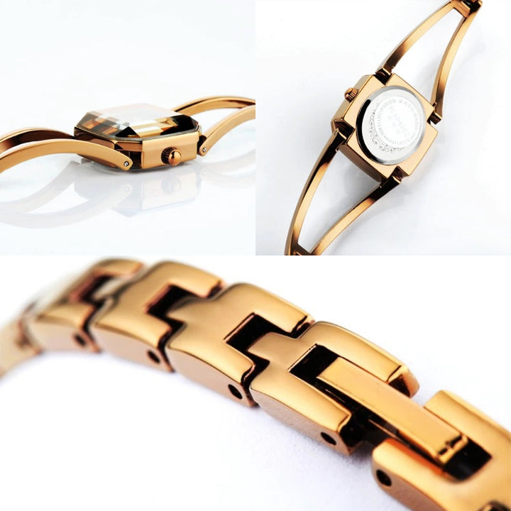 Square Fashion Small Dial with Hollow Strap Quartz Watches