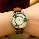 Antique Rose Dial Genuine Leather Strap Quartz Watches