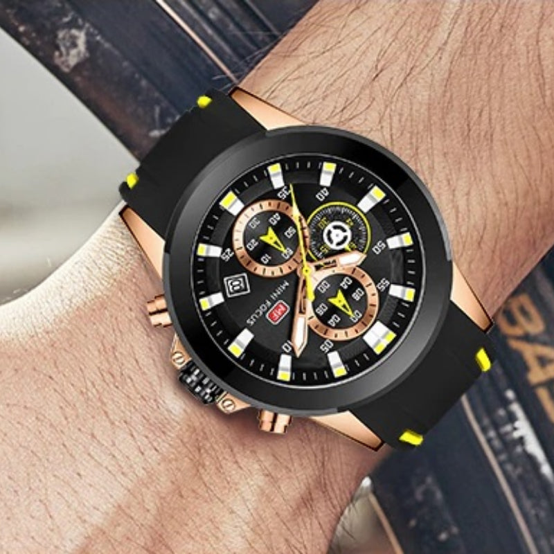 Fashion Sports Chronograph Quartz Watch with Luminous Dial Display