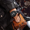 Hollow-Out Dial Luminous Vegan Leather Strap Chronograph Men's Watches