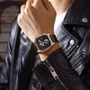 Square Fashion Luminous Dial Vegan Leather Strap Sports Chronograph Men's Watches