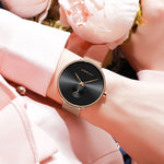 Women's Casual Minimalist Slim Mesh Belt Waterproof Quartz Watches