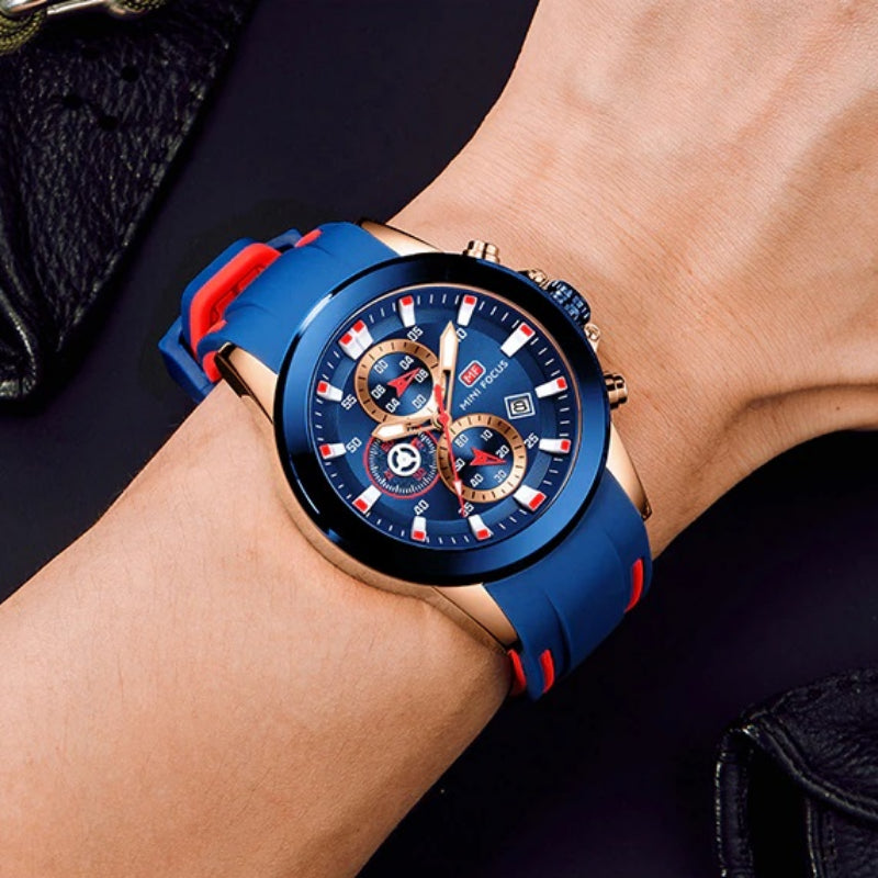 Fashion Sports Chronograph Quartz Watch with Luminous Dial Display