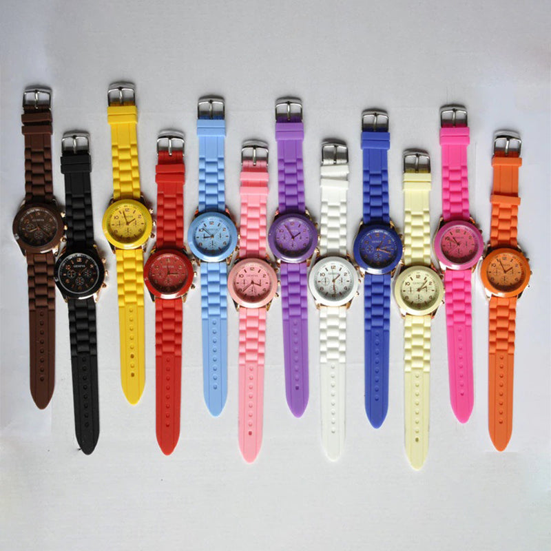 Bright Candy Colored Silicone Strap Quartz Watches