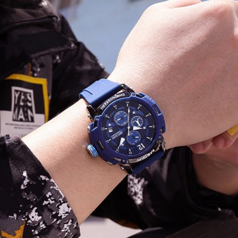 Luminous Hands Silicone Strap Military Sport Chronograph Watches