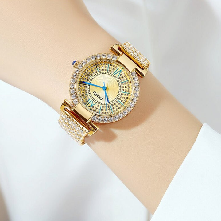 Elegant Sparkling Rhinestone Studded Dial Women's Quartz Watches