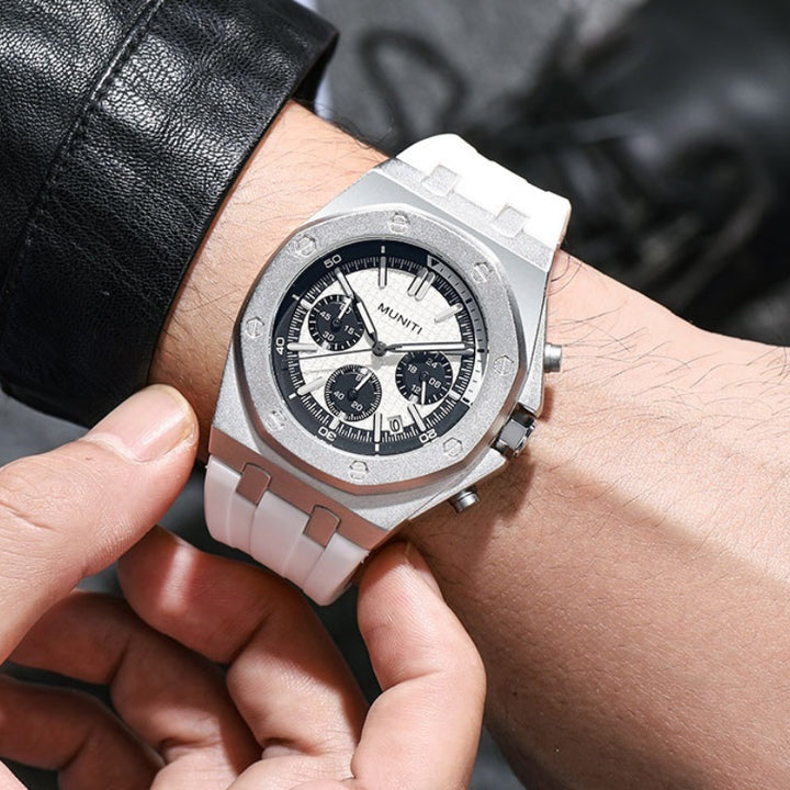 Geometric Tonneau Silicone Strap Chronograph Quartz Watches