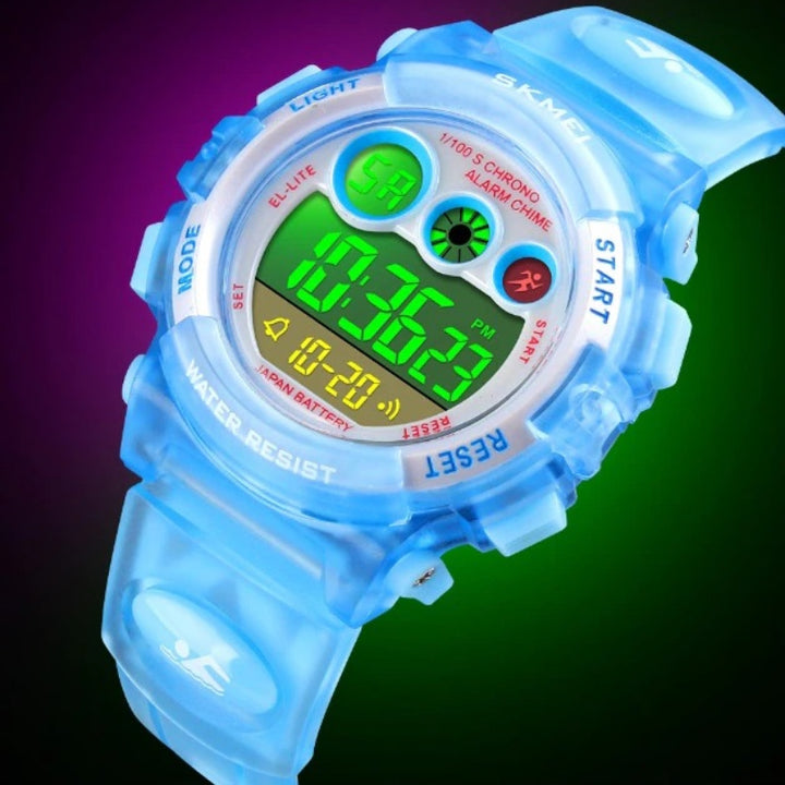 Bright Colored Digital Display Watch with LED Backlight For Kids