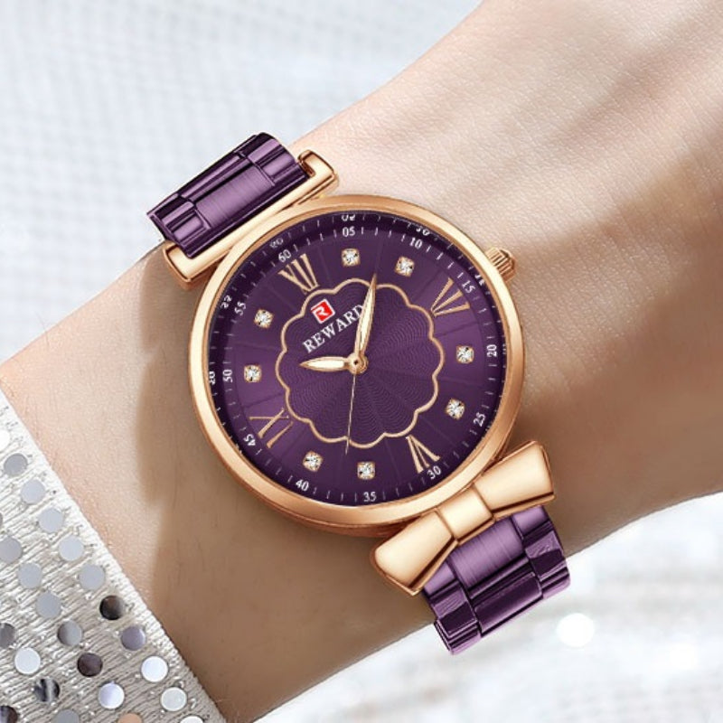 Chic Flower Dial with Rhinestone Inlay Ultra-thin Luminous Quartz Watches