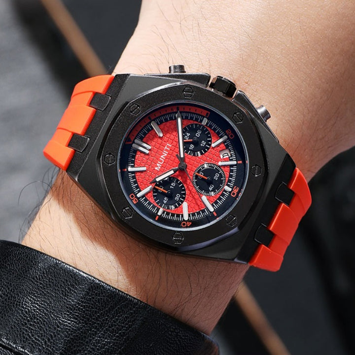 Geometric Tonneau Silicone Strap Chronograph Quartz Watches