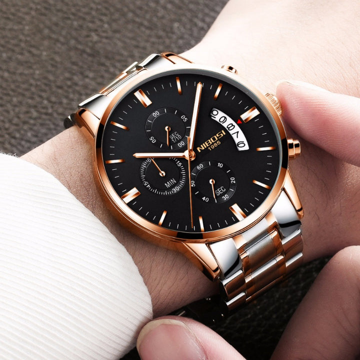 Luxurious Men's High-Fashion Rattrapante Chronograph Quartz Watches