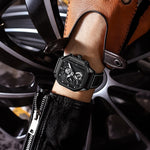 Square Fashion Luminous Dial Vegan Leather Strap Sports Chronograph Men's Watches