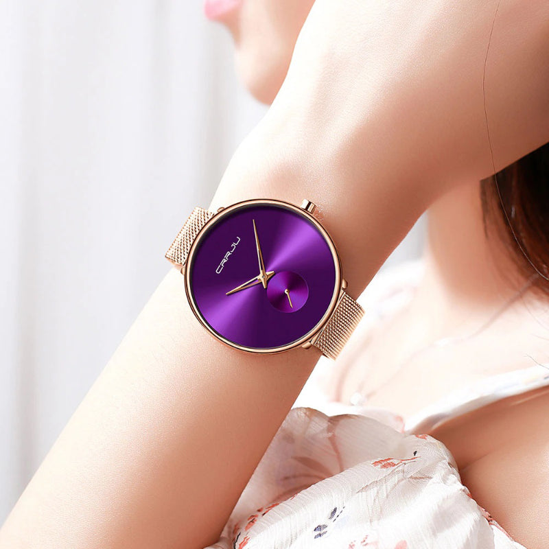 Women's Casual Minimalist Slim Mesh Belt Waterproof Quartz Watches