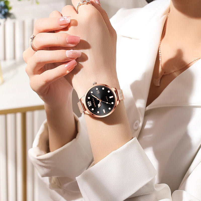 Woman's Fashion Ultra-thin Mesh Band Luminous Quartz Watches